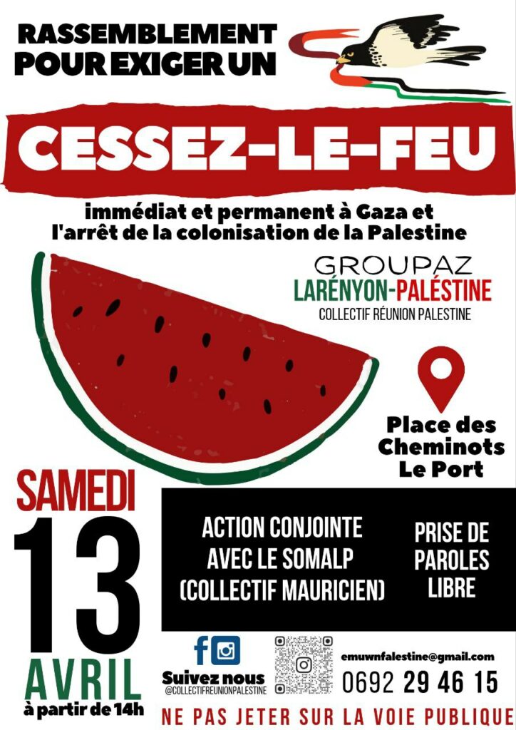 Manifestation contre la guerre à Gaza, Saint-Pierre, le 30 mars 2024.