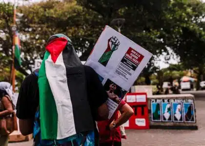 Manifestation contre la guerre à Gaza, Saint-Pierre, le 30 mars 2024.