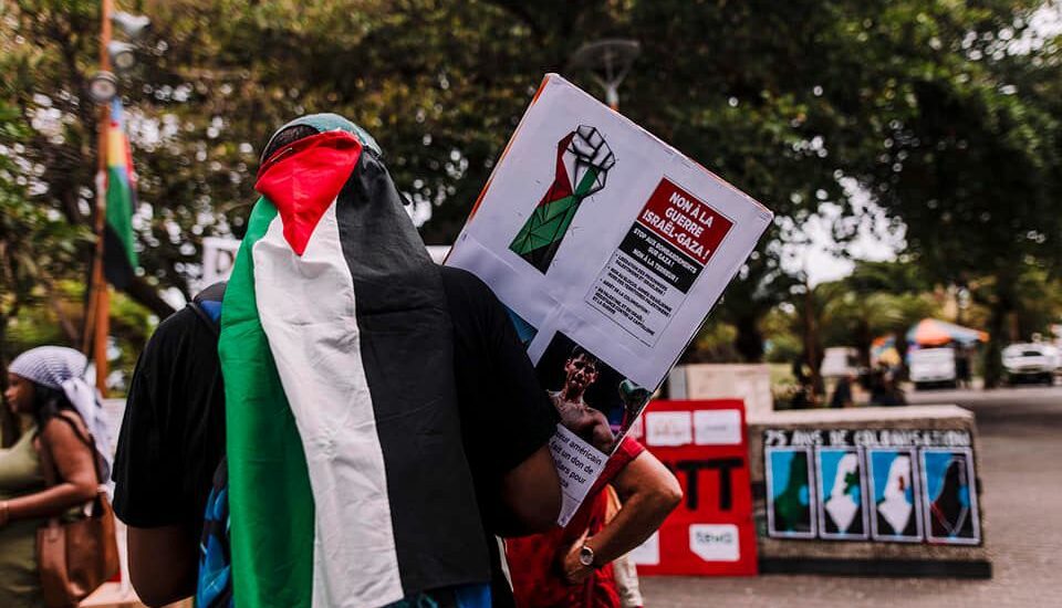 Manifestation contre la guerre à Gaza, Saint-Pierre, le 30 mars 2024.