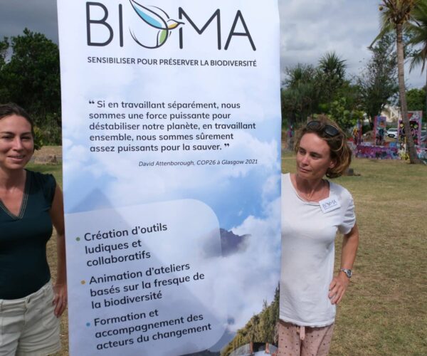 Moea Latrille présidente BioMA Céline Leroudic fresque de la biodiversité